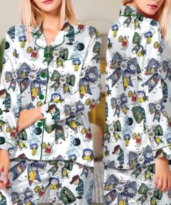 Alternative view of Halloween Doll Button Eyes Long Pajamas Set, Horror Cartoon Movie Shirt, Cartoon Character Pajamas