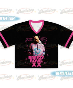 Alternative view of Chris Brown Tour Crop Top Football Jersey, Custom Breezy Bowl 2025 Shirt, R&B Concert Merch, Unisex Fan Gift