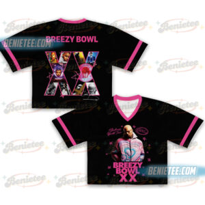Chris Brown Tour Crop Top Football Jersey, Custom Breezy Bowl 2025 Shirt, R&B Concert Merch, Unisex Fan Gift