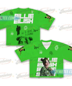 Billie Eilish Tour Crop Top Football JErsey, Concert Tee Hit Me Hard And Soft US Fall 2025 Music Jersey