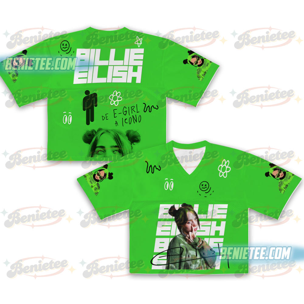 Billie Eilish Tour Crop Top Football JErsey, Concert Tee Hit Me Hard And Soft US Fall 2025 Music Jersey