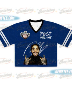 Alternative view of Post Malone Jelly Roll Crop top Football Jersey Full Mesh, Jelly Roll Concert Tshirt, Western Graphic Tee, Post Merch, Posty Shirt