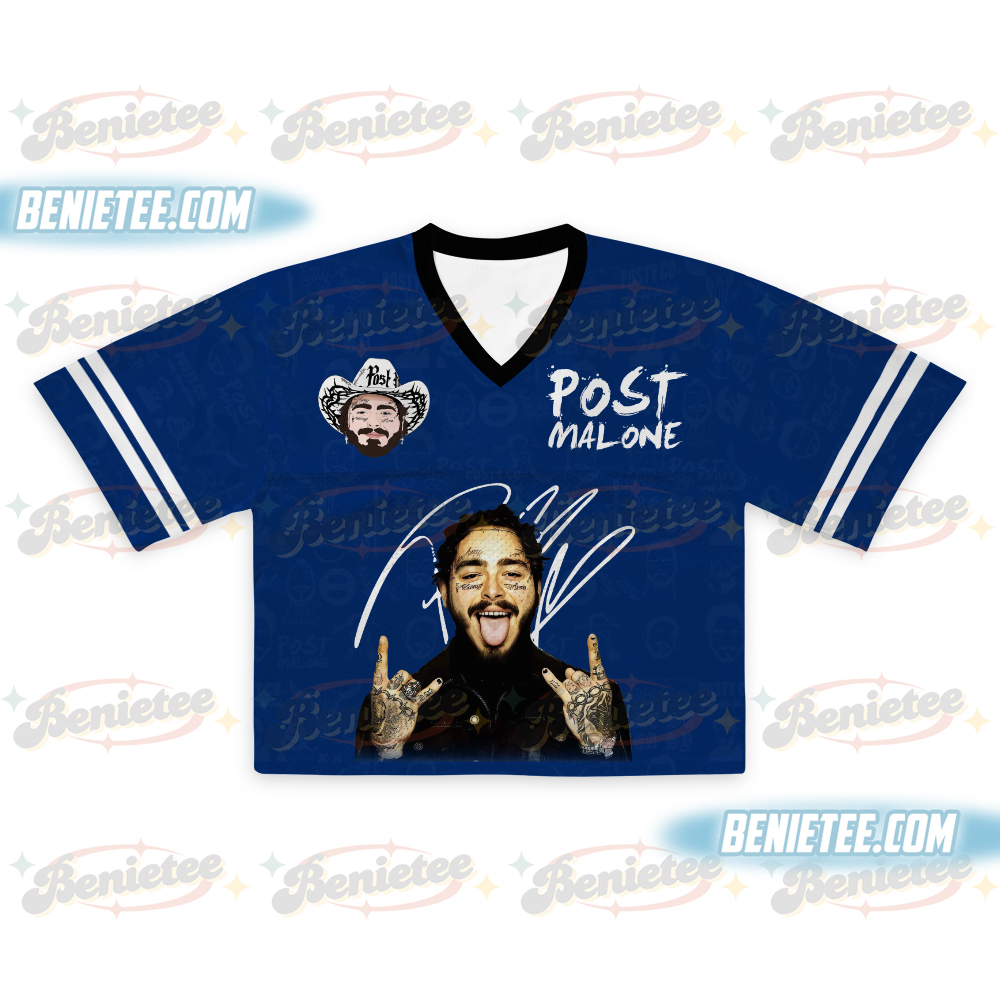 Post Malone Jelly Roll Crop top Football Jersey Full Mesh, Jelly Roll Concert Tshirt, Western Graphic Tee, Post Merch, Posty Shirt - Image 2