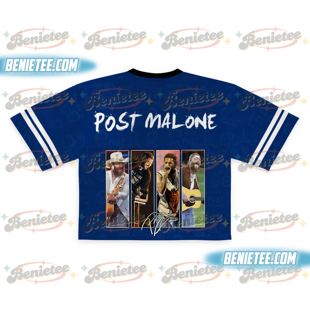 Post Malone Jelly Roll Crop top Football Jersey Full Mesh, Jelly Roll Concert Tshirt, Western Graphic Tee, Post Merch, Posty Shirt - Image 3