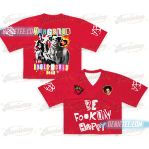 Yungblud 2025 Concert Crop top Football Jersey Full Mesh, 2025 Yungblud Idols World Tour Shirt