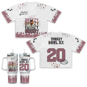 Retro Chris Brown Football Jersey Croptop And Tumbler , Concert outfit, Chris Breezy Set
