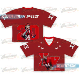 Tour Chris Brown 2025 Crop top Football Jersey Full Mesh, Breezy Bowl XX Concert 2025, Chris Brown Merch,Country Music