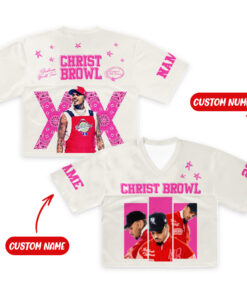 Custom Chris Brown 2025 Crop top Football Jersey Full Mesh, Breezy Bowl XX Concert 2025