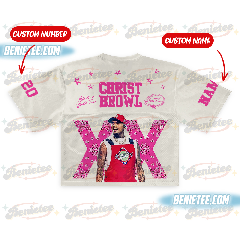 Custom Chris Brown 2025 Crop top Football Jersey Full Mesh, Breezy Bowl XX Concert 2025 - Image 3