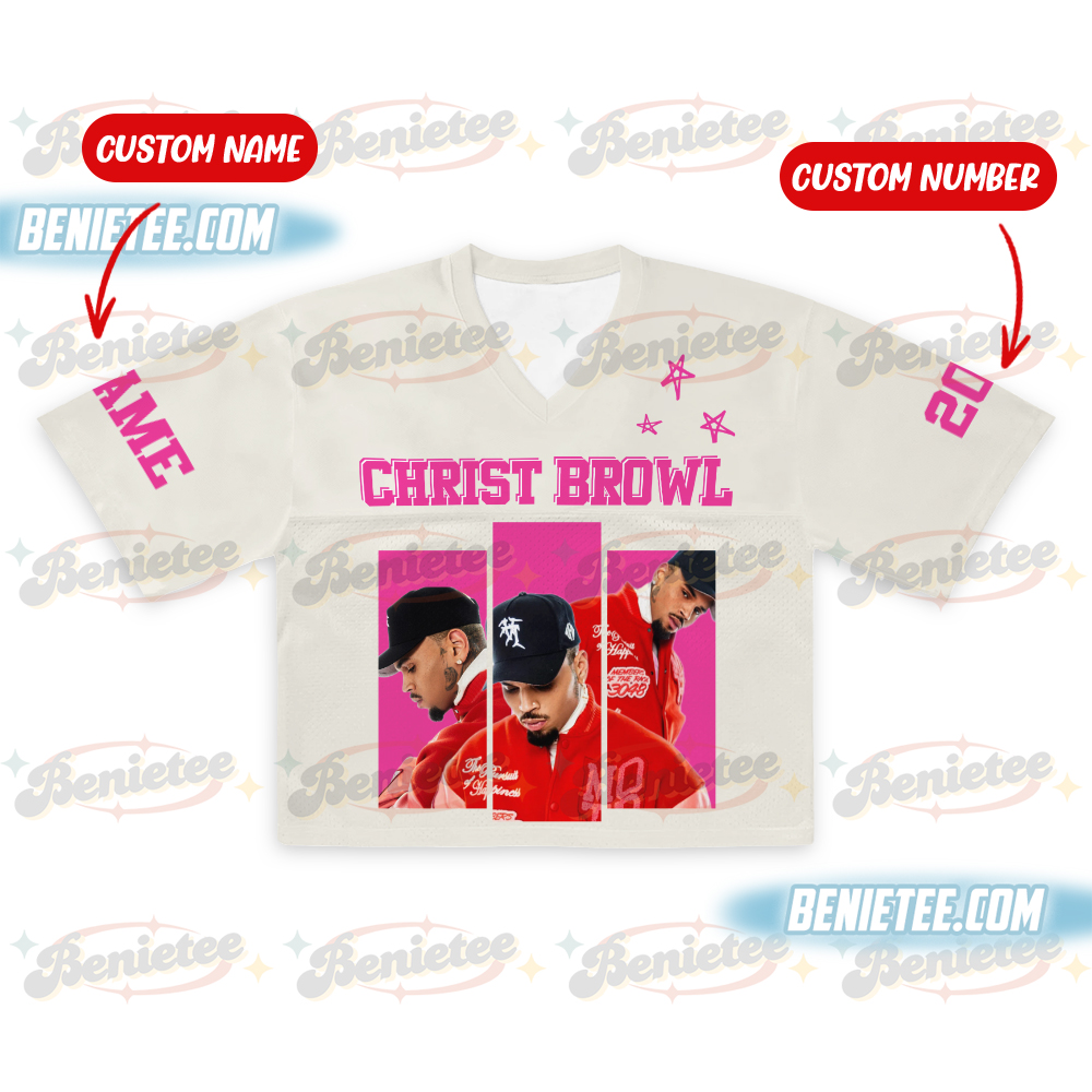 Custom Chris Brown 2025 Crop top Football Jersey Full Mesh, Breezy Bowl XX Concert 2025 - Image 2