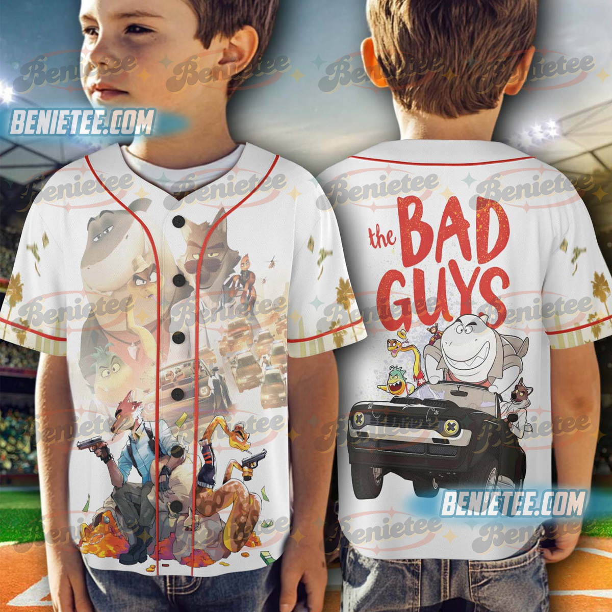 Vintage The Bad Guys Mr Wolf and Mr Snake Baseball Jersey - Image 2