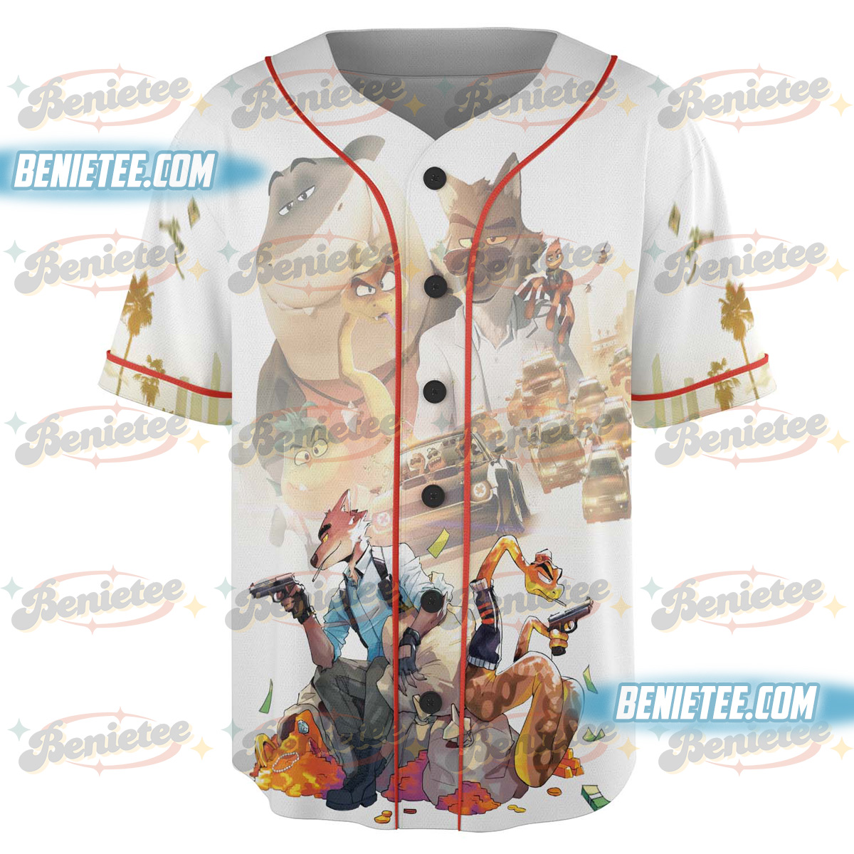 Vintage The Bad Guys Mr Wolf and Mr Snake Baseball Jersey - Image 4