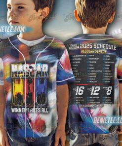 Alternative view of Checkered Flag Sports NASCAR 2025 Cup Series Schedule Baseball Jersey