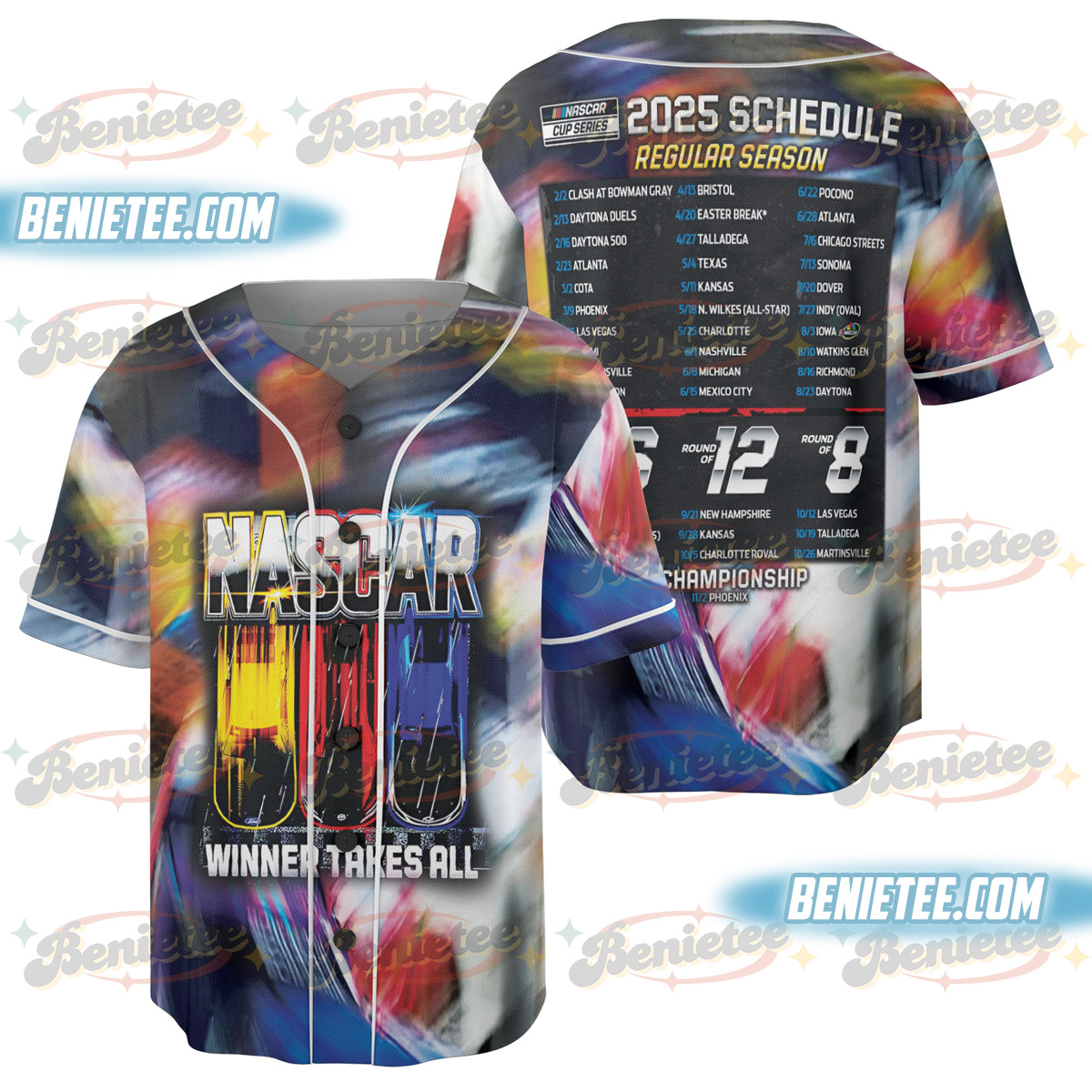 Checkered Flag Sports NASCAR 2025 Cup Series Schedule Baseball Jersey