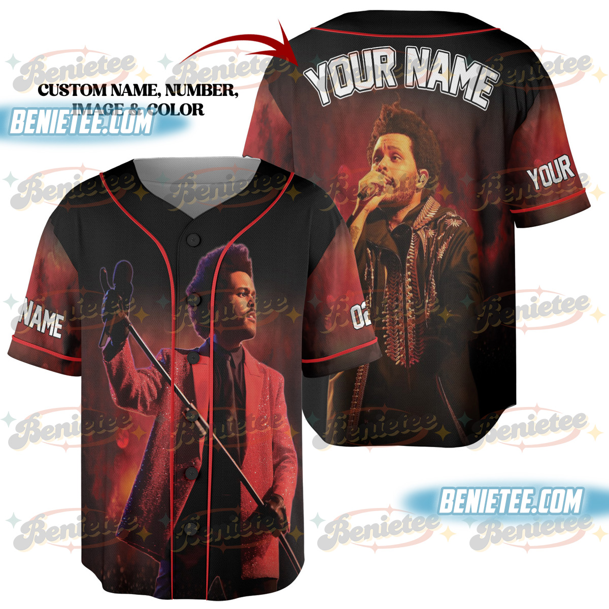 The Weeknd After Hours Tour Baseball Jersey, Custom Name-Number-Image Jersey