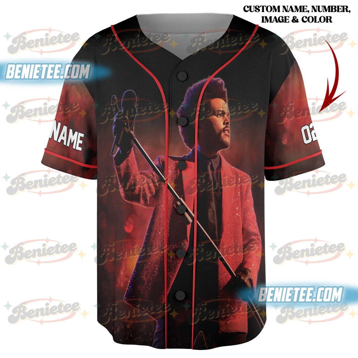 The Weeknd After Hours Tour Baseball Jersey, Custom Name-Number-Image Jersey - Image 3
