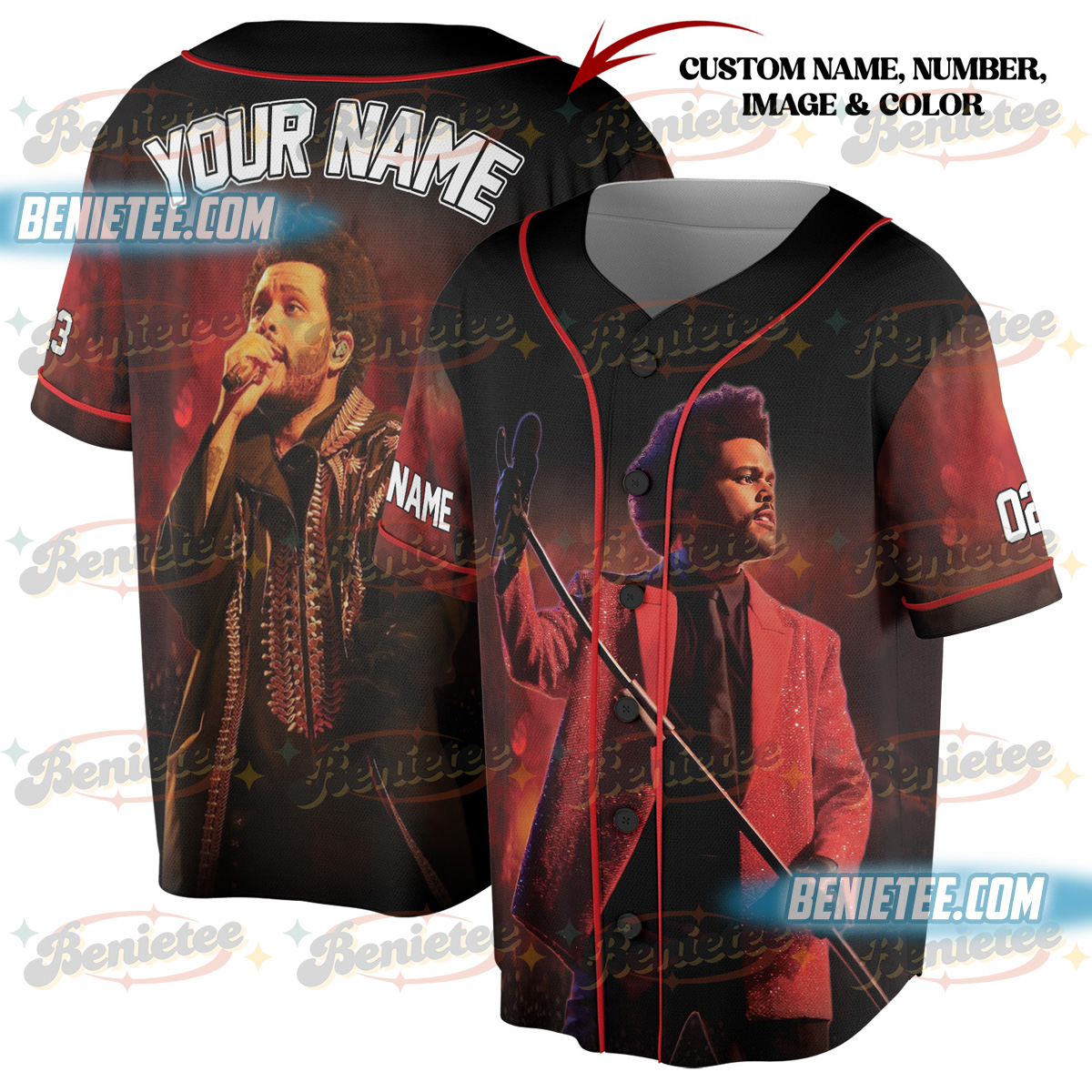 The Weeknd After Hours Tour Baseball Jersey, Custom Name-Number-Image Jersey - Image 5