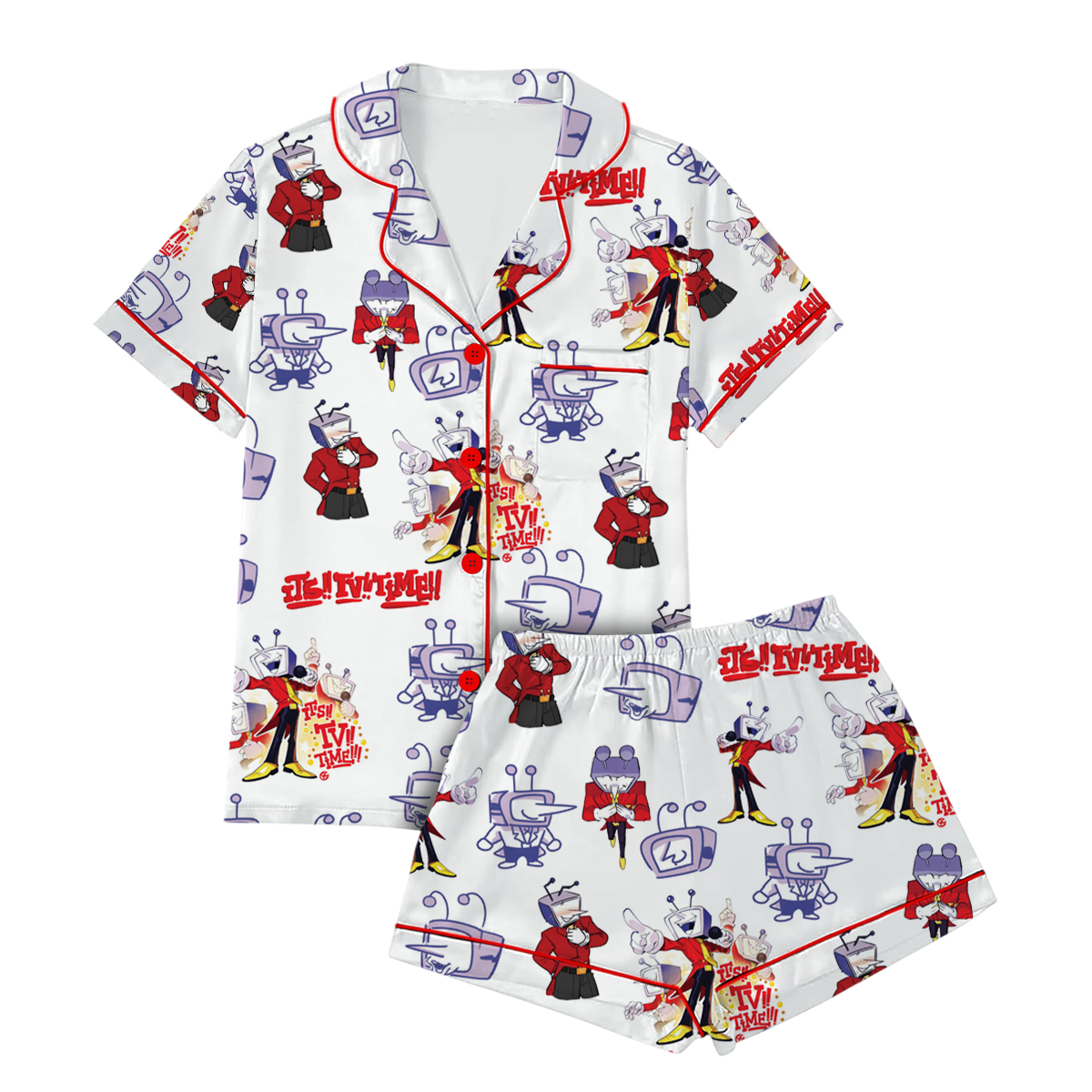 Tenna It’s TV Time Meme Set Pajamas Short, Tenna Deltarune T-Shirt, Funny Tenna Fan Tee, Funny Tenna Shirt - Image 2