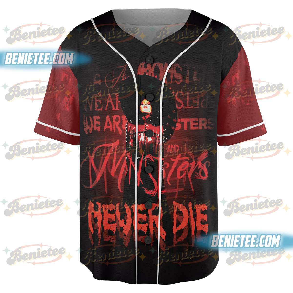 Lady Gaga Monsters Never Die Baseball Jersey, A Must-Have for The Mayhem Ball Tour Fans Authentic Plus Jersey - Image 4