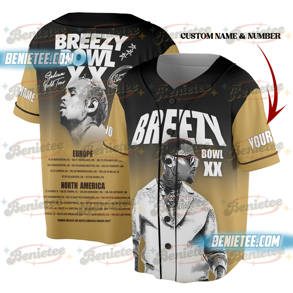 Custom Name - Number Chris Brown Jersey, Custom Tour Chris Brown 2025 Baseball Jersey