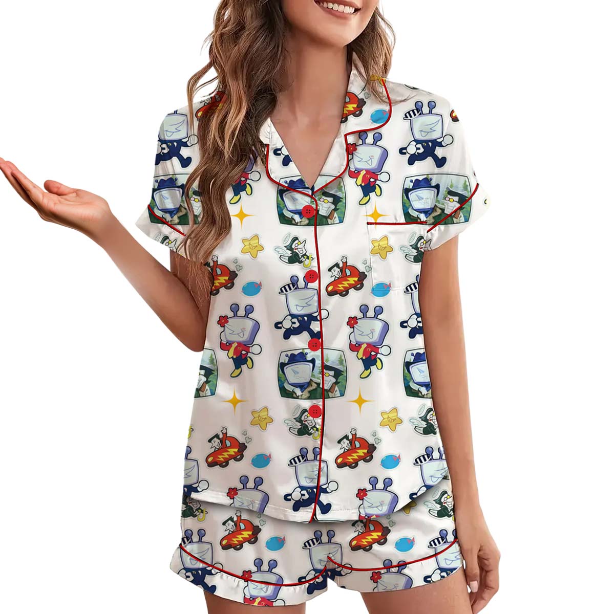 Tenna Deltarune ITS TV TIME Game Pajamas Set Short, Dtg Video game shirt - Image 3