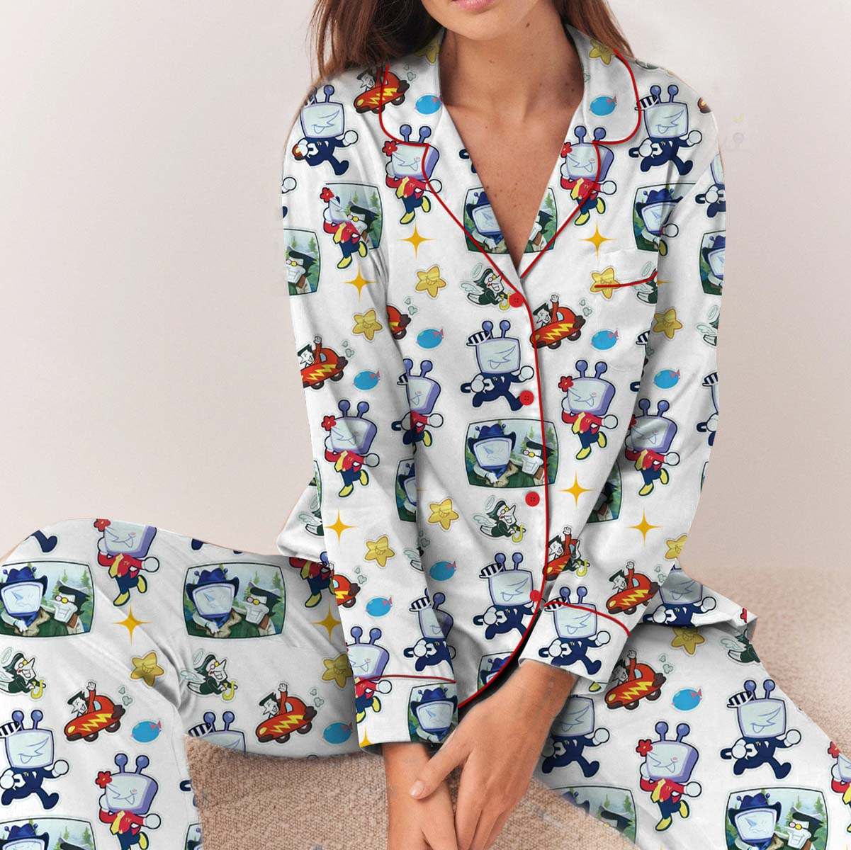 Tenna Deltarune ITS TV TIME Game Pajamas Set Long, Dtg Video game shirt - Image 3