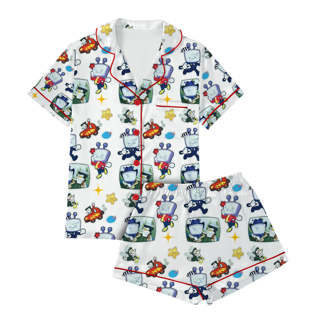 Tenna Deltarune ITS TV TIME Game Pajamas Set Short, Dtg Video game shirt - Image 4