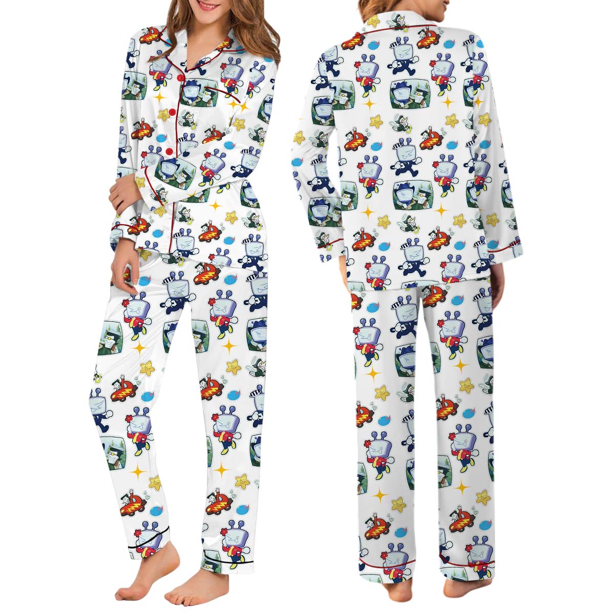 Tenna Deltarune ITS TV TIME Game Pajamas Set Long, Dtg Video game shirt