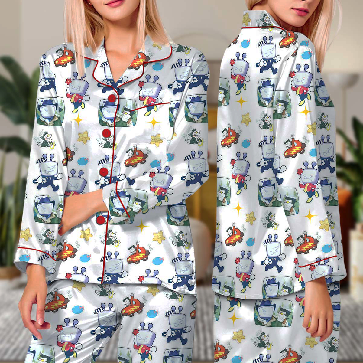 Tenna Deltarune ITS TV TIME Game Pajamas Set Long, Dtg Video game shirt - Image 2