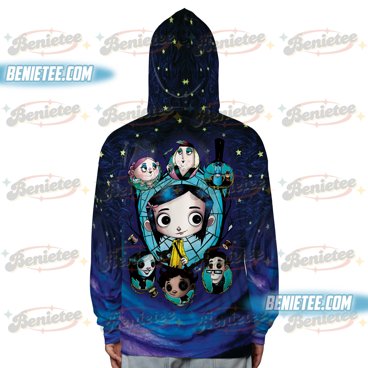 Coquette Halloween Hoodie 3D, Bow Movie Eyes 3D, Fantasy Horror Movie Tee, Scary Movie Fan Shirt, Halloween Cartoon Character T-shirt - Image 3