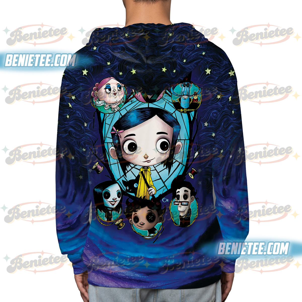 Coquette Halloween Hoodie 3D, Bow Movie Eyes 3D, Fantasy Horror Movie Tee, Scary Movie Fan Shirt, Halloween Cartoon Character T-shirt - Image 4