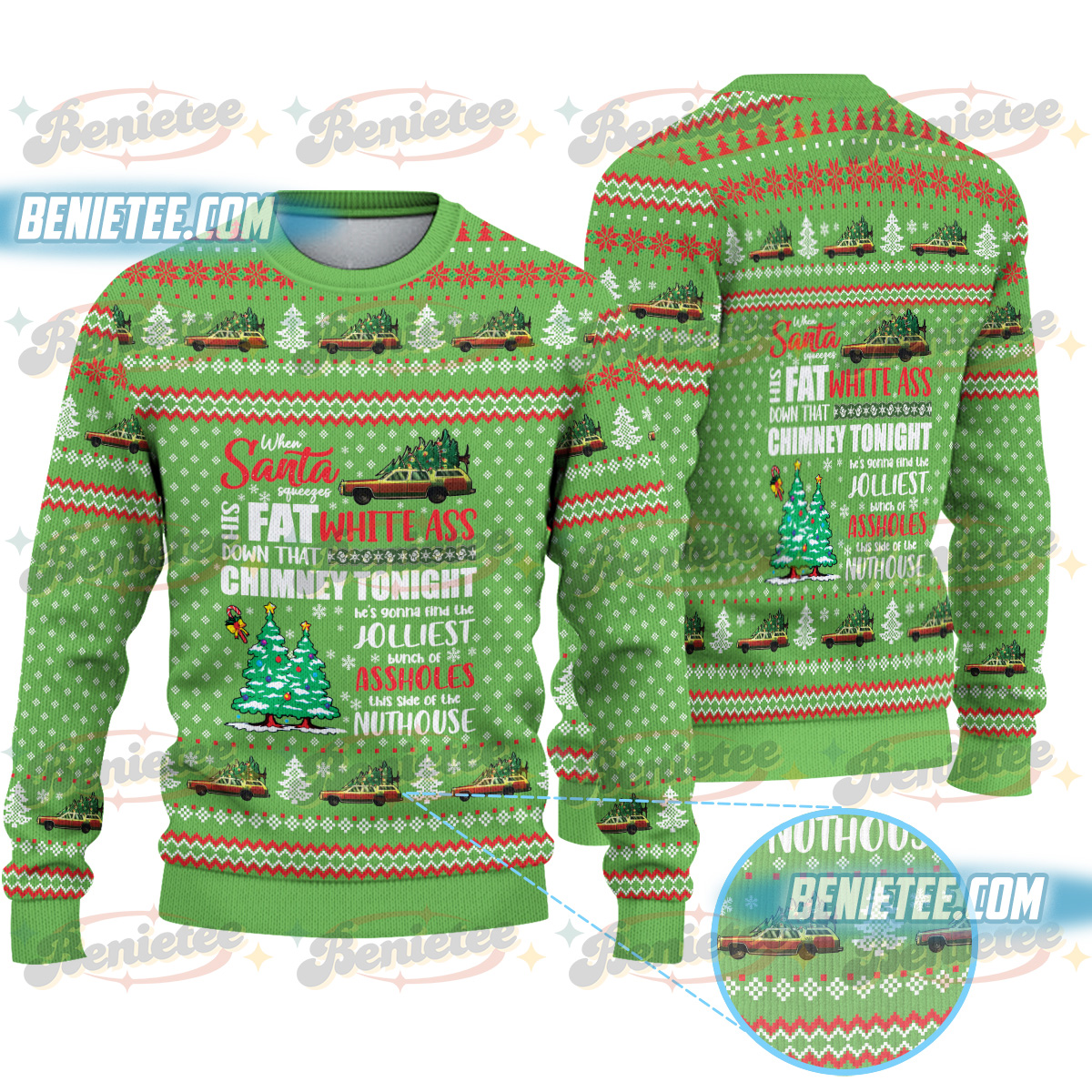 Griswold Christmas Ugly Sweater, Funny Christmas Shirt, Family Xmas Sweatshirt, When Santa Squeezes His Fat White Ass Shirt, Christmas Movies Tee