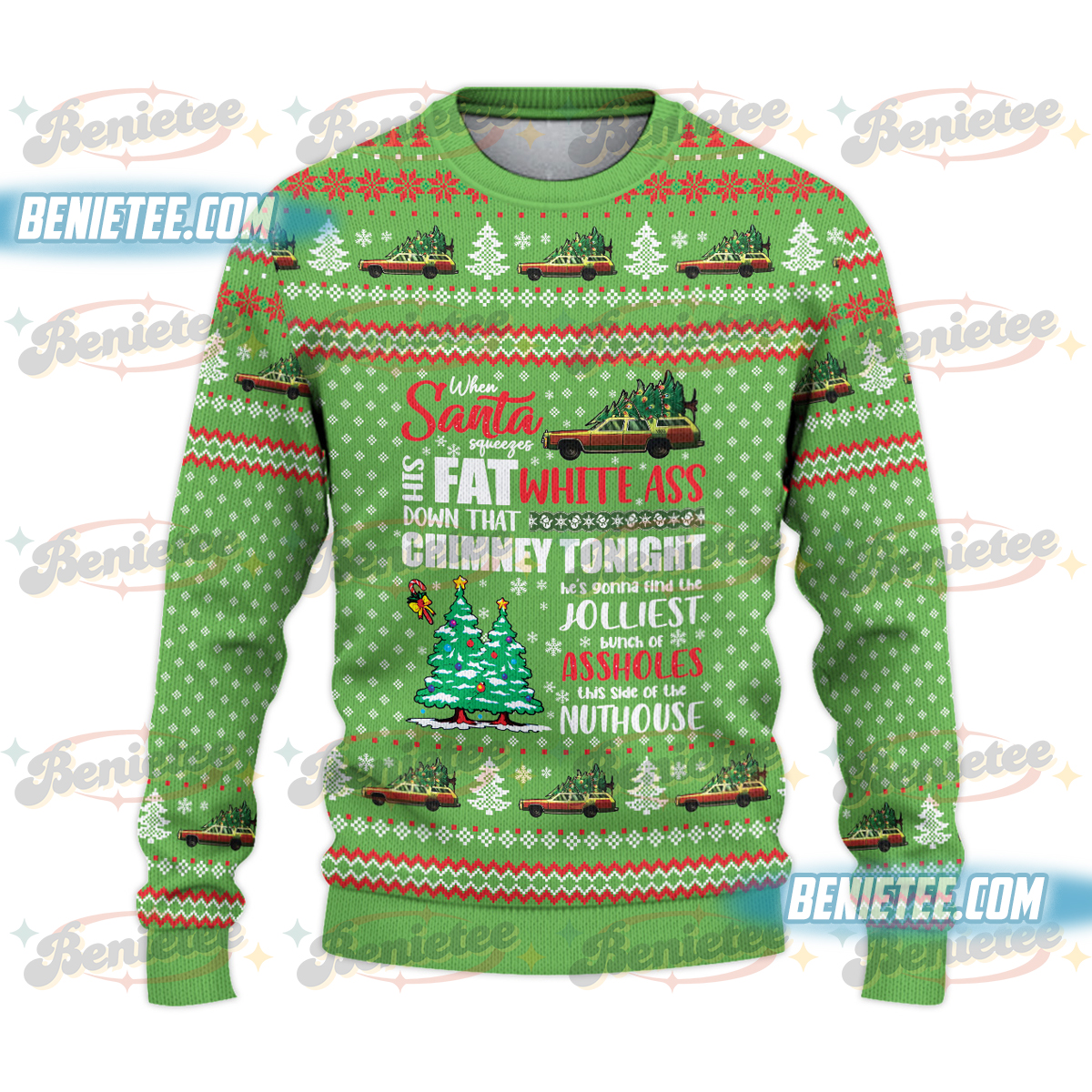 Griswold Christmas Ugly Sweater, Funny Christmas Shirt, Family Xmas Sweatshirt, When Santa Squeezes His Fat White Ass Shirt, Christmas Movies Tee - Image 2