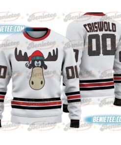 Clark Griswold #00 Hockey Ugly Sweater, Reindeer Head Christmas X-Mas Custom Names