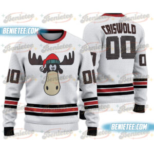 Clark Griswold #00 Hockey Ugly Sweater, Reindeer Head Christmas X-Mas Custom Names