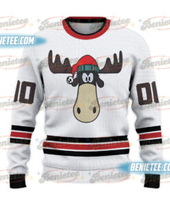 Alternative view of Clark Griswold #00 Hockey Ugly Sweater, Reindeer Head Christmas X-Mas Custom Names