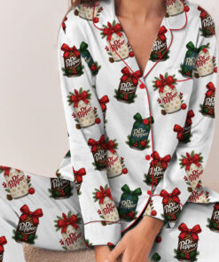 Alternative view of Christmas Dr Pepper Pajamas Set Long, Festive Holiday Tee, Xmas Gift, Trendy Christmas Soda Tshirt, Retro Soda Can Shirt Gift