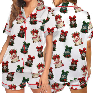 Christmas Dr Pepper Pajamas Set Short, Festive Holiday Tee, Xmas Gift, Trendy Christmas Soda Tshirt, Retro Soda Can Shirt Gift