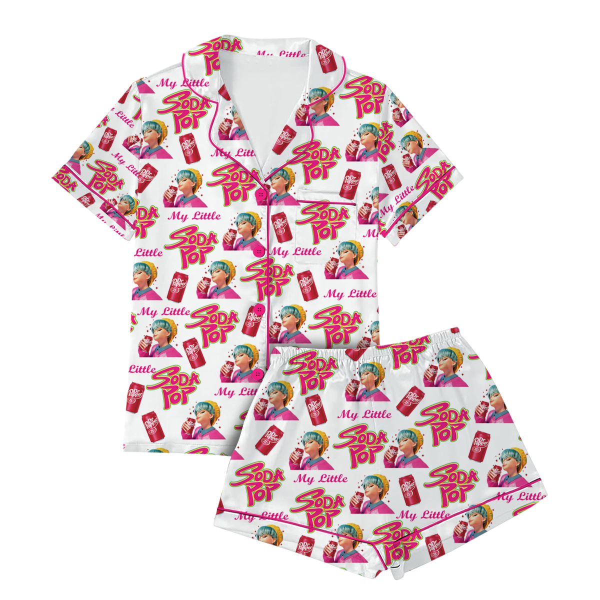 Baby Dr Pepper Pajamas Set Short, My Little Soda Pop Baby Pajamas, Saja Boys Shirt, Kpop Demon Hunters Merch - Image 3