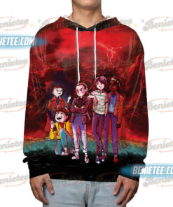 Alternative view of Stranger Things Hoodie 3D, TV Show Fan Tee 3D, Netflix Series Shirt 3D, Graphic Tee, Eleven, Demogorgon, Upside Down Shirt