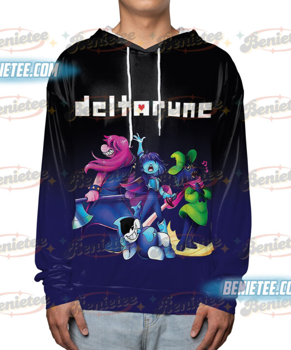 Alternative view of Deltarune Hoodie 3D Vintage, Soft Unisex Graphic Tee, Kris Susie Ralsei Gaming Shirt 3D, Pixel Art Gamer Gift