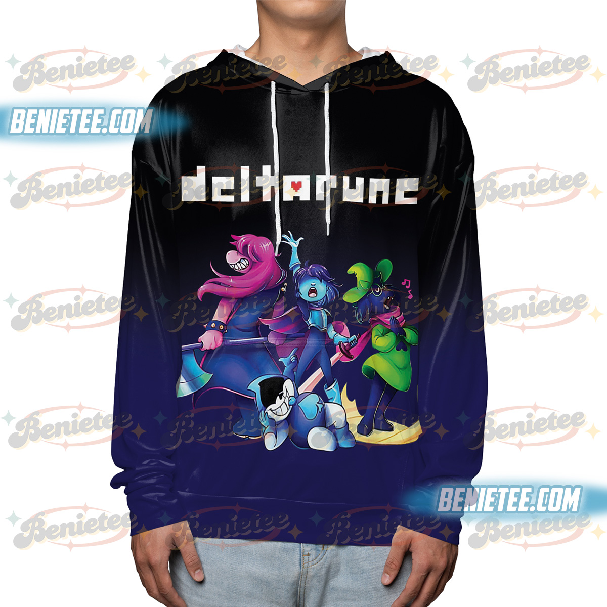 Deltarune Hoodie 3D Vintage, Soft Unisex Graphic Tee, Kris Susie Ralsei Gaming Shirt 3D, Pixel Art Gamer Gift - Image 2
