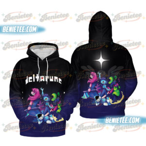 Deltarune Hoodie 3D Vintage, Soft Unisex Graphic Tee, Kris Susie Ralsei Gaming Shirt 3D, Pixel Art Gamer Gift