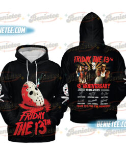 Friday The 13th 45th Anniversary Hoodie 3D, Jason Voorhees Horror Movie Shirt 3D, Scary Movie Shirt, Spooky Season, Horror Characters Shirt