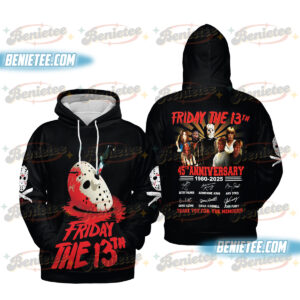 Friday The 13th 45th Anniversary Hoodie 3D, Jason Voorhees Horror Movie Shirt 3D, Scary Movie Shirt, Spooky Season, Horror Characters Shirt