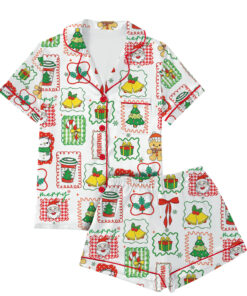 Alternative view of Merry Christmas Pajamas Set Short, Merry Xmas Shirt, Santa Claus Shirt, Cute Long Sleeve Pajamas