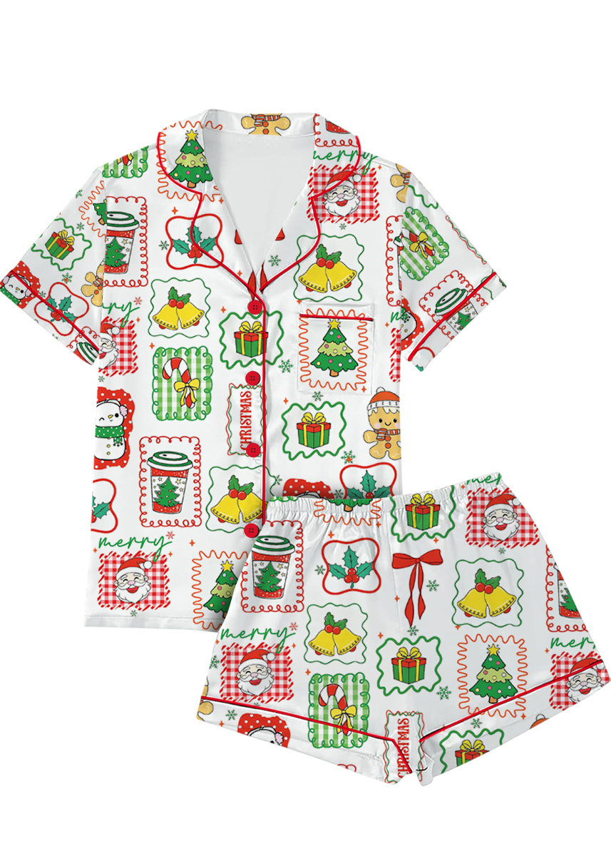 Merry Christmas Pajamas Set Short, Merry Xmas Shirt, Santa Claus Shirt, Cute Long Sleeve Pajamas - Image 2