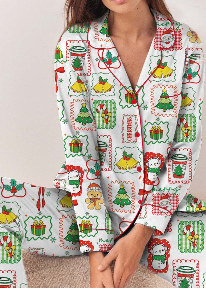 Merry Christmas Pajamas Set Long, Merry Xmas Shirt, Santa Claus Shirt, Cute Long Sleeve Pajamas - Image 4
