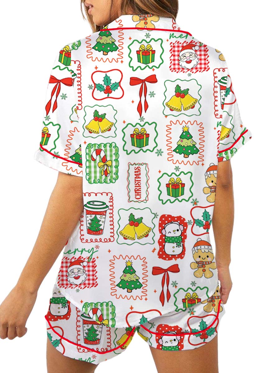 Merry Christmas Pajamas Set Short, Merry Xmas Shirt, Santa Claus Shirt, Cute Long Sleeve Pajamas - Image 4