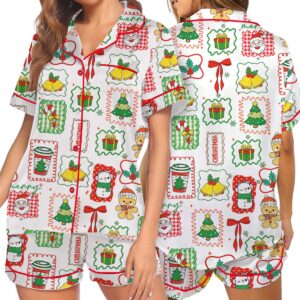 Merry Christmas Pajamas Set Short, Merry Xmas Shirt, Santa Claus Shirt, Cute Long Sleeve Pajamas